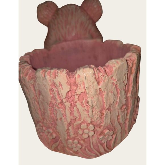 Vintage Ceramic Pink Bear Planter With Honey Pot Design - Picture 6 of 9